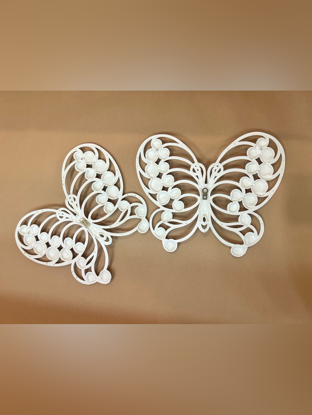 Burwood 1629 White Butterfly Wall Plaque, Vintage Plastic Hanging Matte Decor